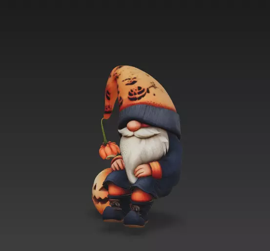 Pumpkin Gnome - Cozy Halloween 3D Model 3D print model_1