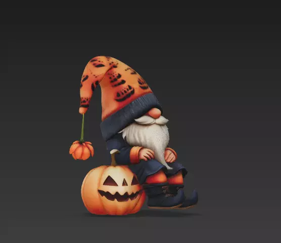 Pumpkin Gnome - Cozy Halloween 3D Model 3D print model_2
