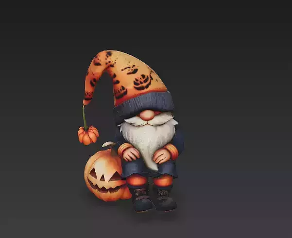Pumpkin Gnome - Cozy Halloween 3D Model 3D print model Pumpkin Gnome - Cozy Halloween 3D Model 3D print model