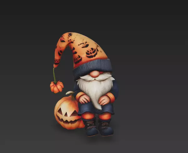 Pumpkin Gnome - Cozy Halloween 3D Model 3D print model_0