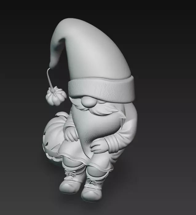 Pumpkin Gnome - Cozy Halloween 3D Model 3D print model_12