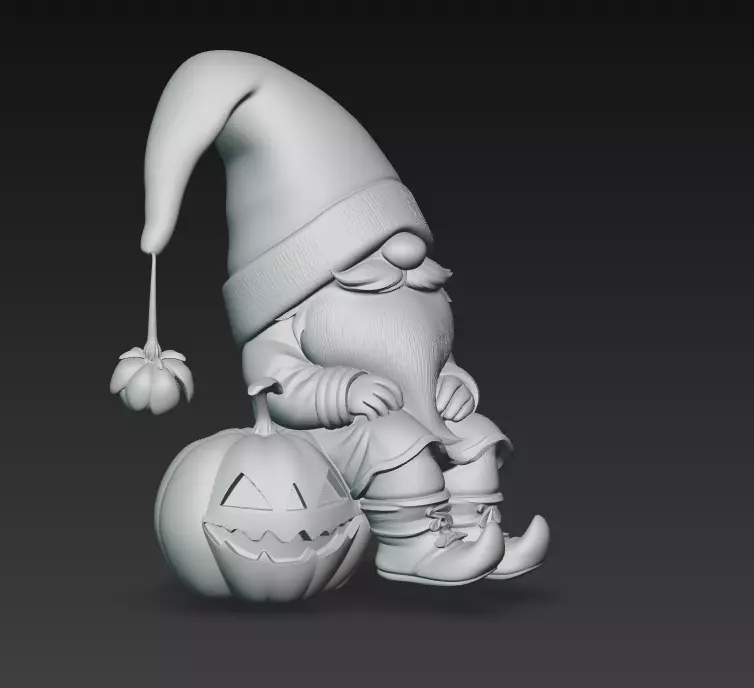 Pumpkin Gnome - Cozy Halloween 3D Model 3D print model_11
