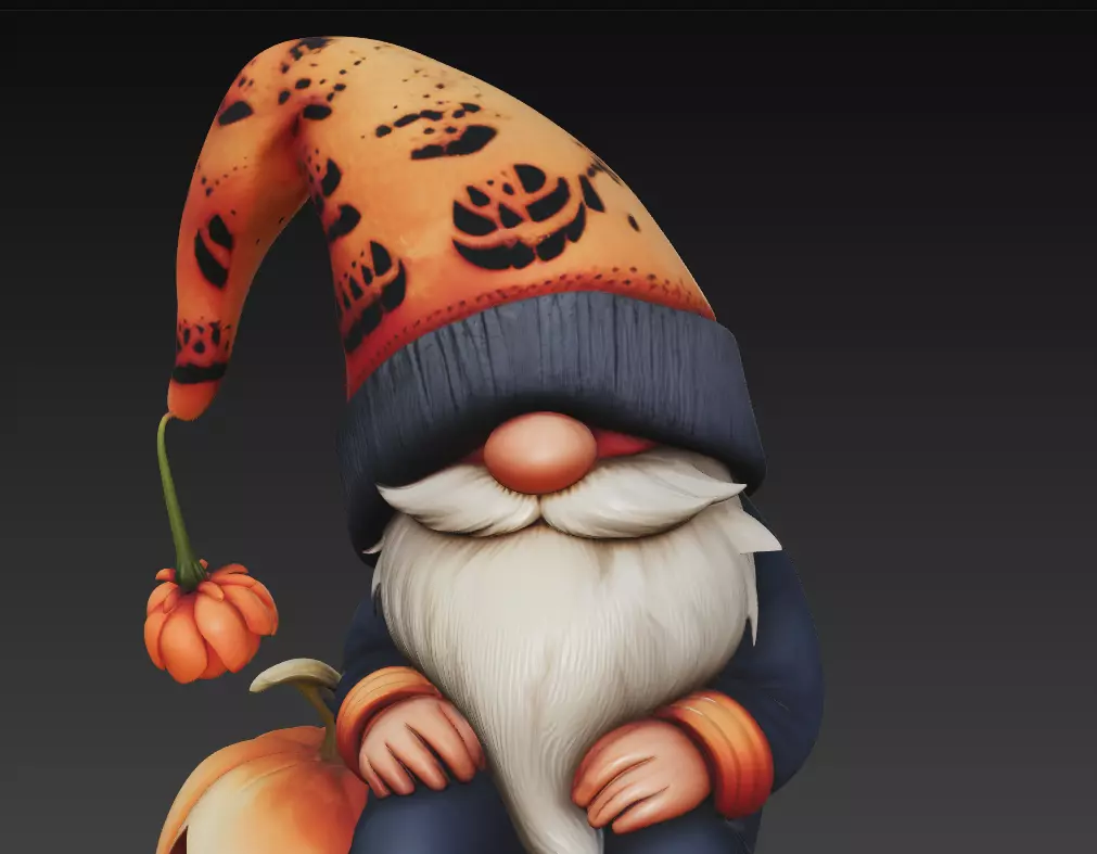 Pumpkin Gnome - Cozy Halloween 3D Model 3D print model_6