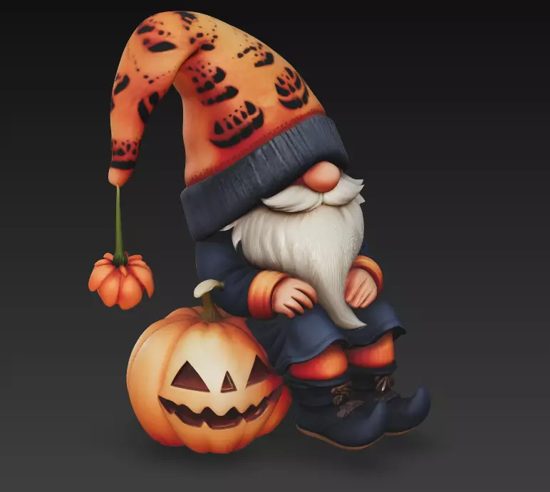 Pumpkin Gnome - Cozy Halloween 3D Model 3D print model_5