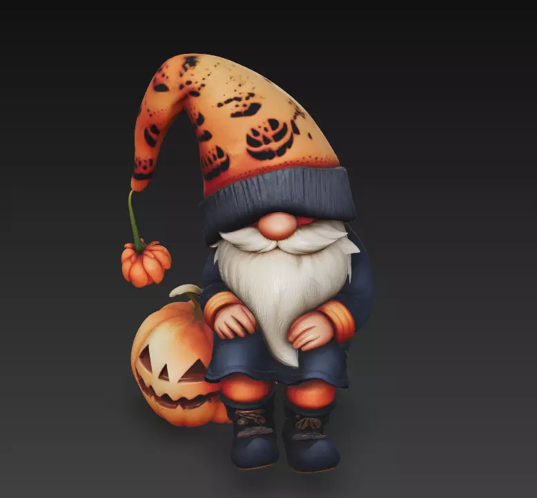 Pumpkin Gnome - Cozy Halloween 3D Model 3D print model_3