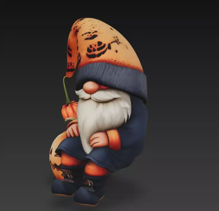 Pumpkin Gnome - Cozy Halloween 3D Model 3D print model_4