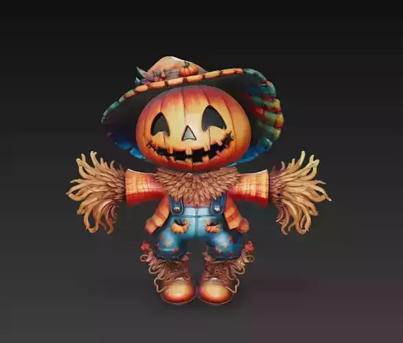Pumpkin Scarecrow - Stylized Halloween 3D Character 3D print model