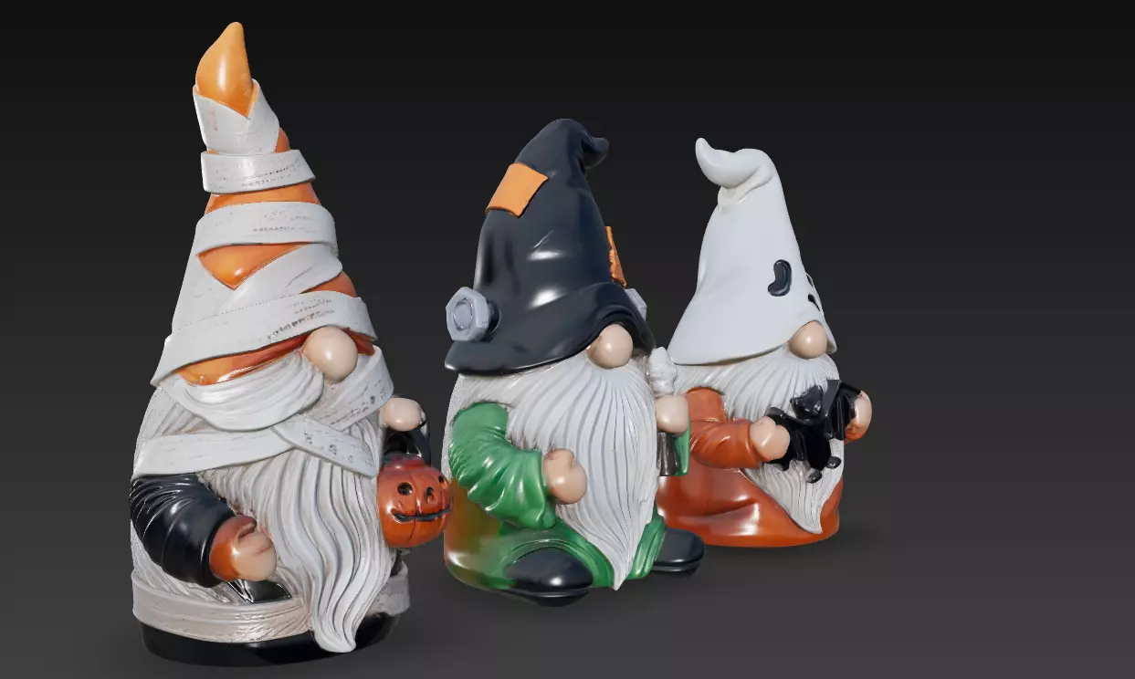 Halloween Gnome Trio - Stylized 3D Figures 3D print model_2