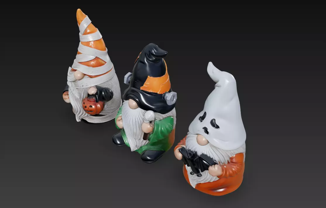 Halloween Gnome Trio - Stylized 3D Figures 3D print model_4