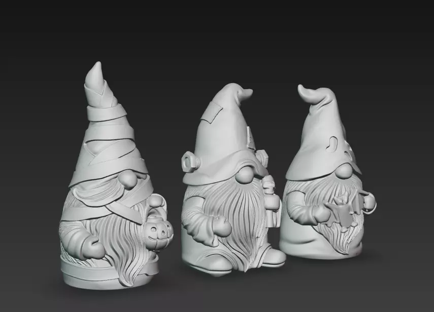 Halloween Gnome Trio - Stylized 3D Figures 3D print model_11