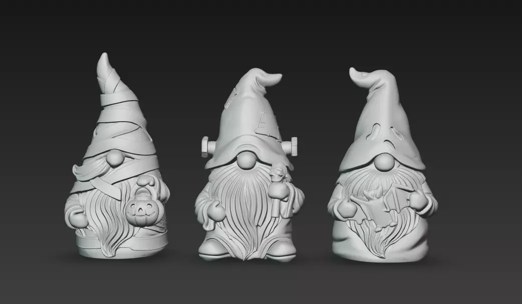 Halloween Gnome Trio - Stylized 3D Figures 3D print model_10