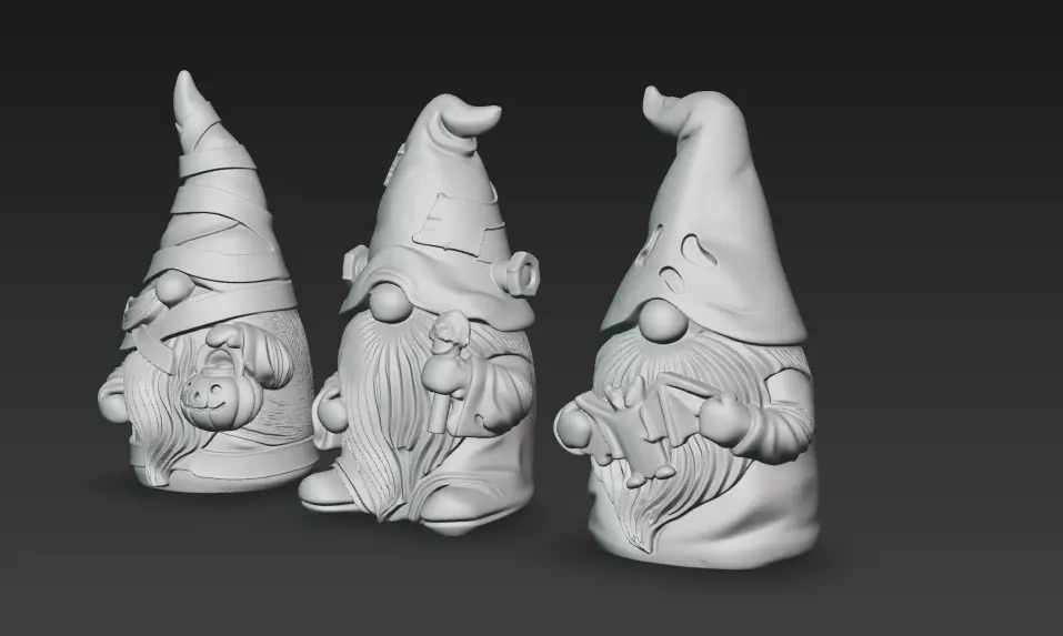 Halloween Gnome Trio - Stylized 3D Figures 3D print model_12