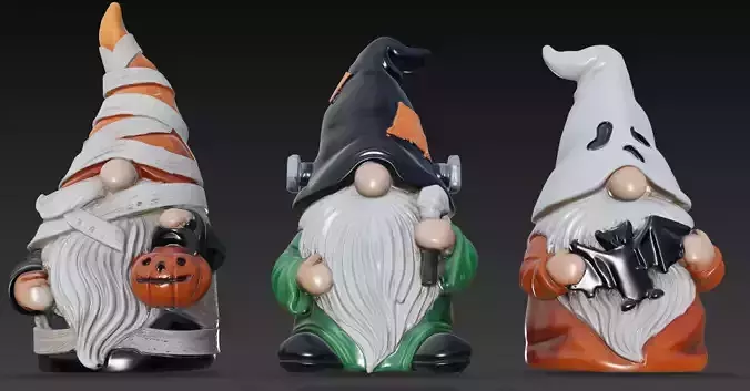 Halloween Gnome Trio - Stylized 3D Figures 3D print model Halloween Gnome Trio - Stylized 3D Figures 3D print model