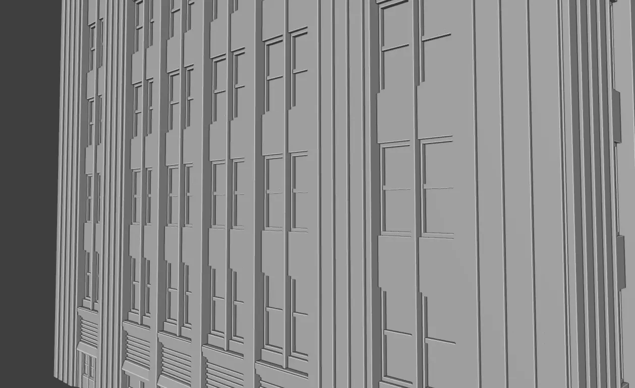 Art Deco Office Tower Low Poly City Building Game Ready 3D print model_6