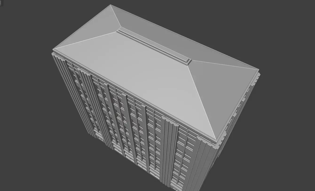 Art Deco Office Tower Low Poly City Building Game Ready 3D print model_5