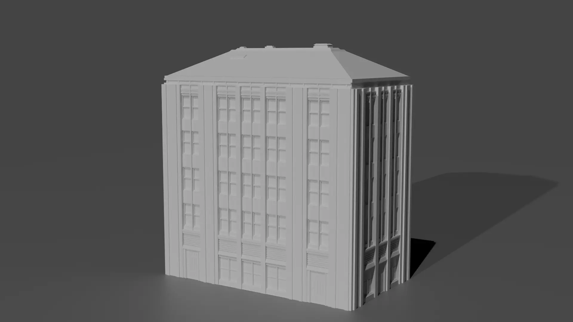 Art Deco Office Tower Low Poly City Building Game Ready 3D print model_0