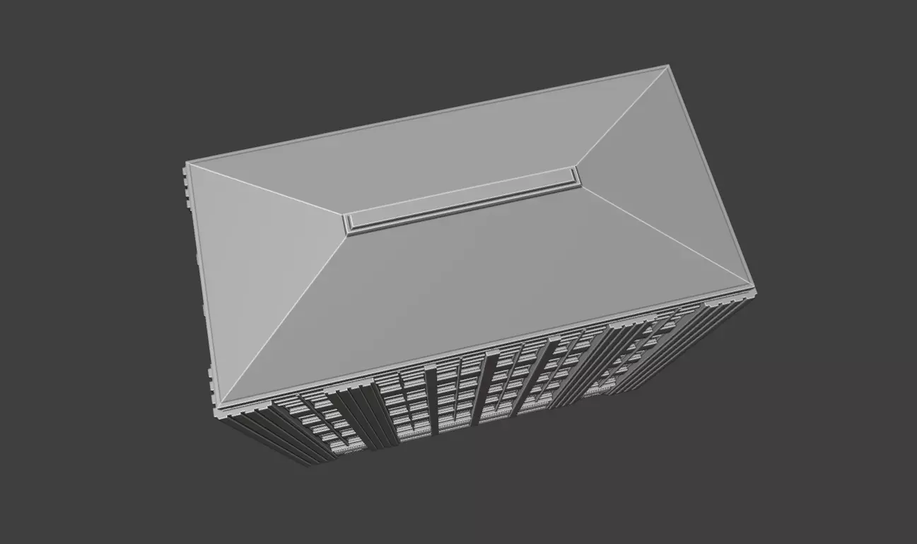 Art Deco Office Tower Low Poly City Building Game Ready 3D print model_10