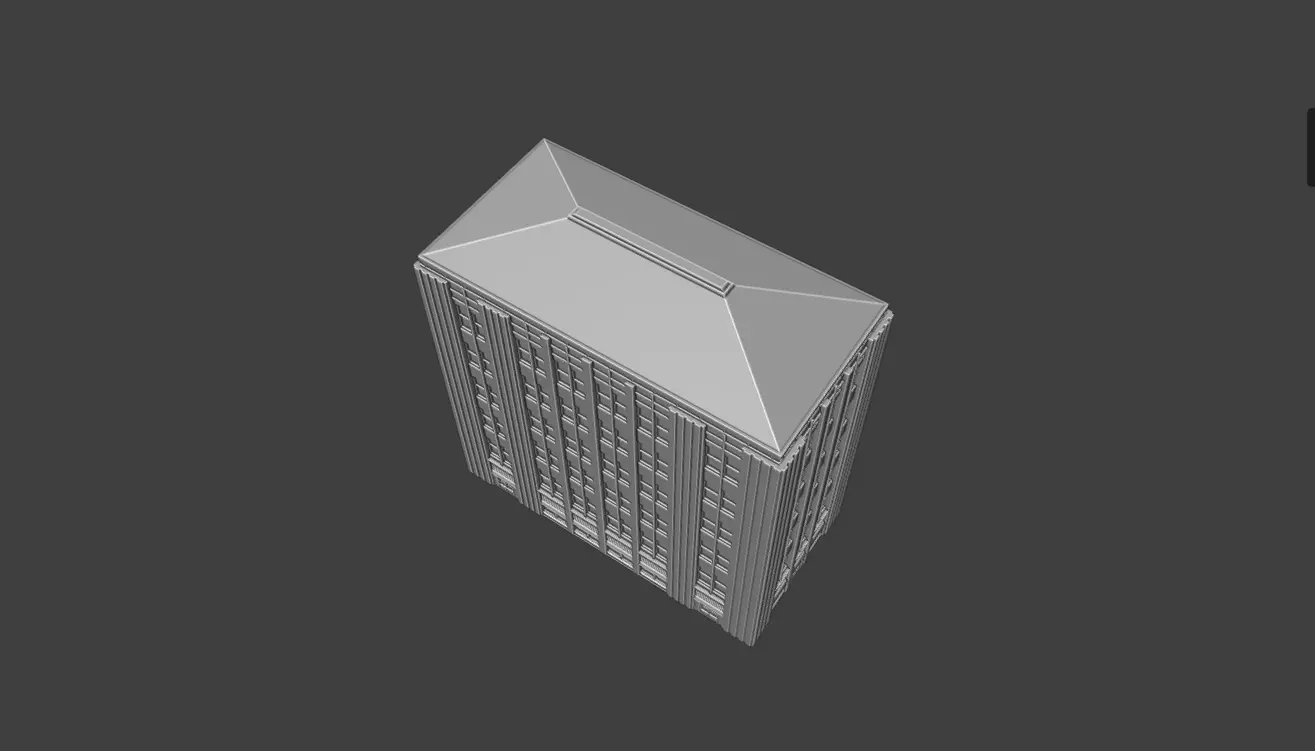 Art Deco Office Tower Low Poly City Building Game Ready 3D print model_4