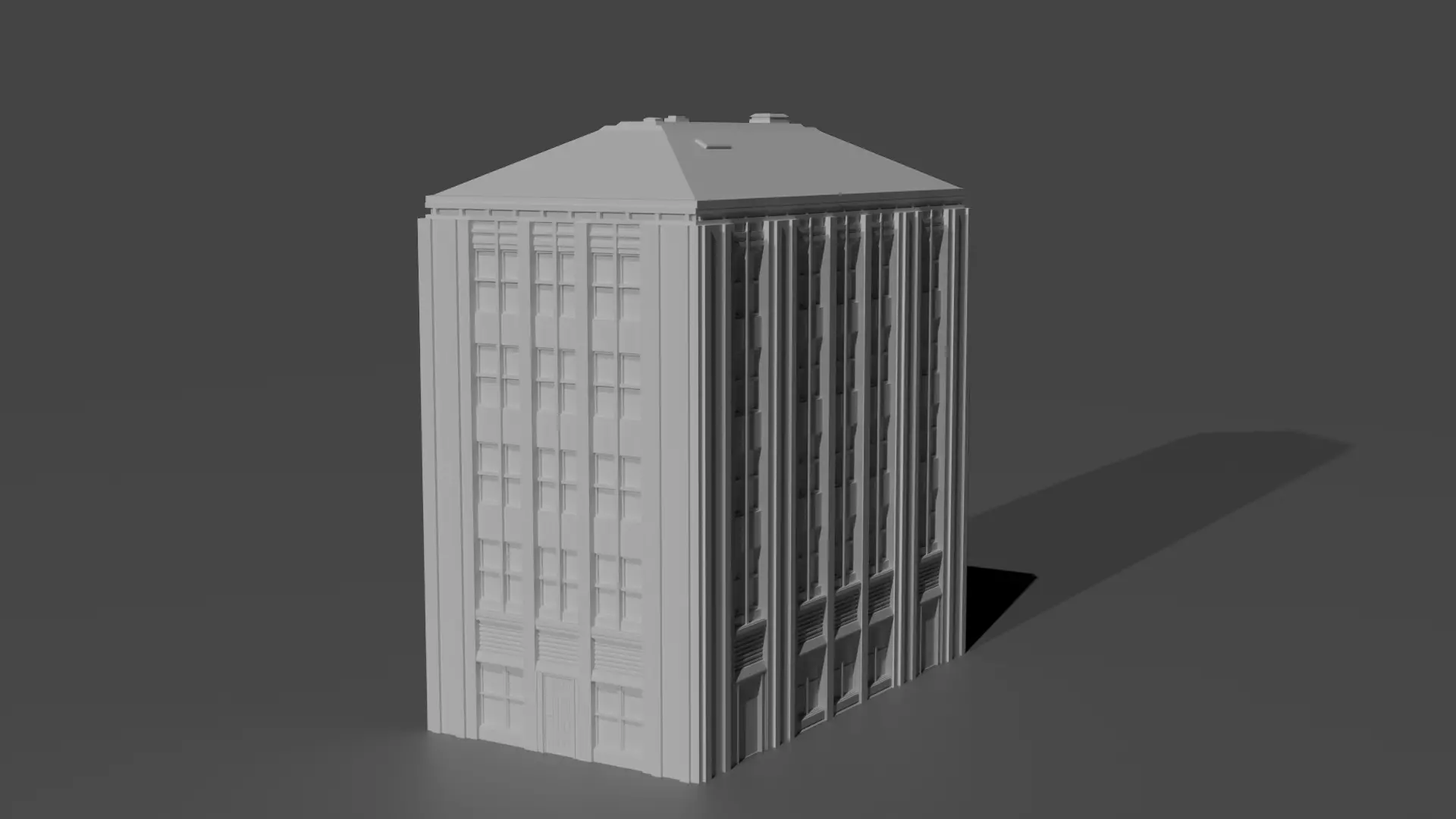 Art Deco Office Tower Low Poly City Building Game Ready 3D print model_1