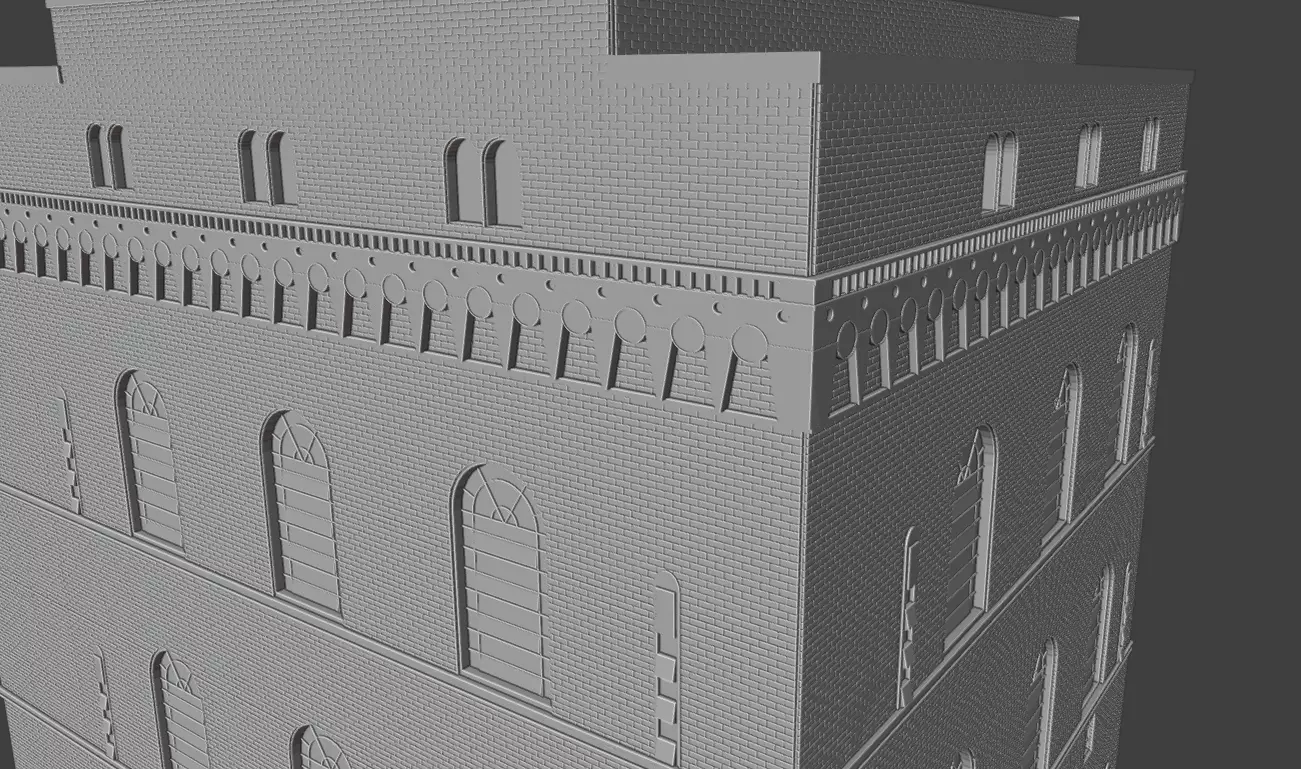 Historic Brick Power Plant Industrial Steam Factory Game Ready 3D print model_13