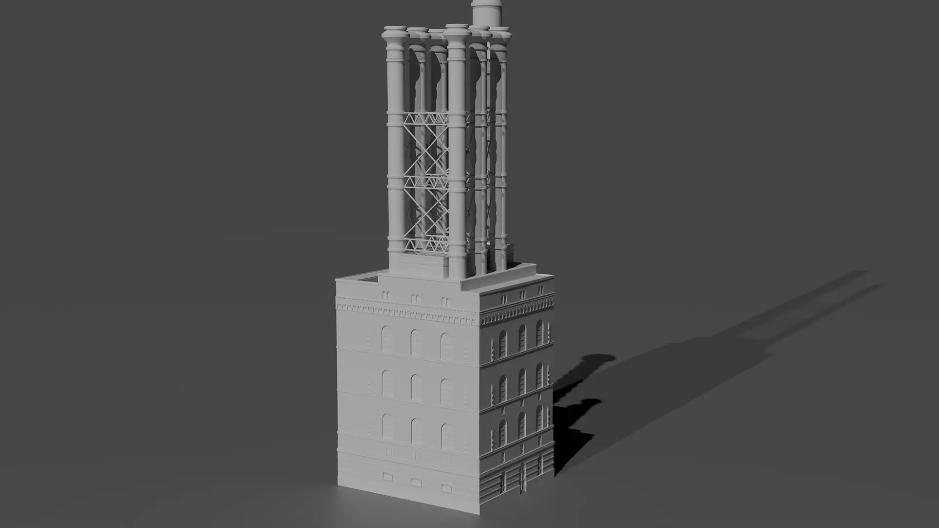 Historic Brick Power Plant Industrial Steam Factory Game Ready 3D print model_1