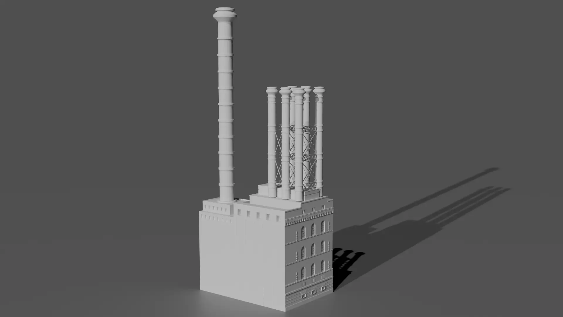 Historic Brick Power Plant Industrial Steam Factory Game Ready 3D print model_3