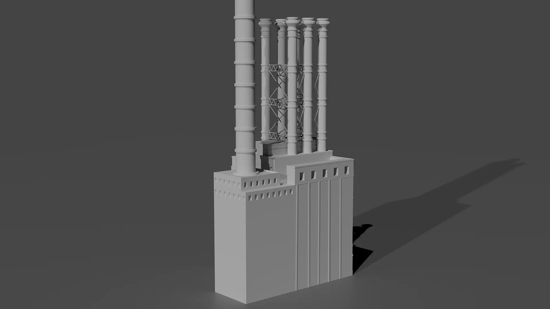 Historic Brick Power Plant Industrial Steam Factory Game Ready 3D print model_2