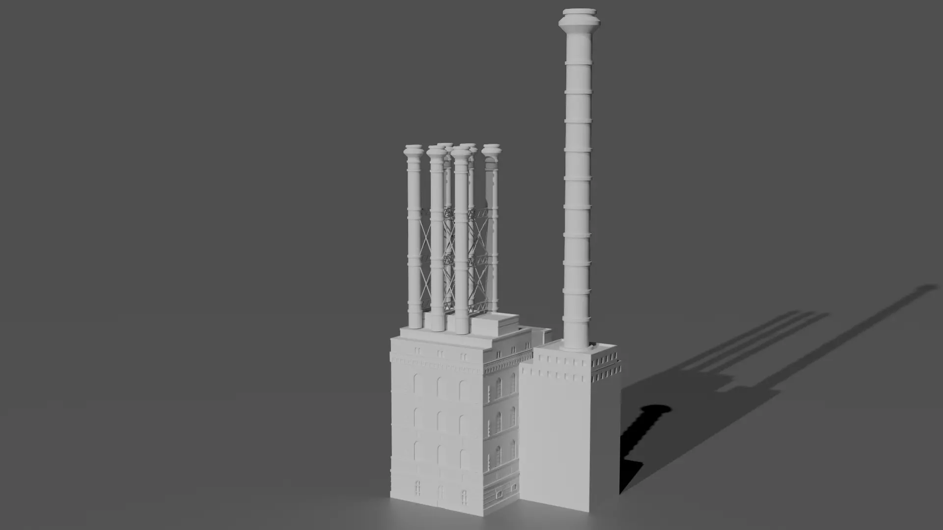 Historic Brick Power Plant Industrial Steam Factory Game Ready 3D print model_5