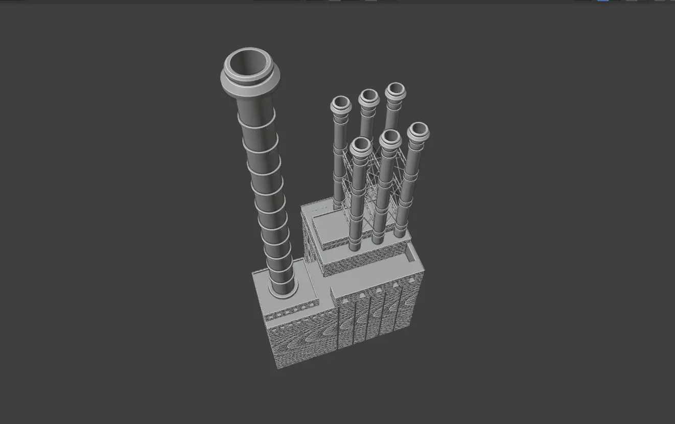 Historic Brick Power Plant Industrial Steam Factory Game Ready 3D print model_27