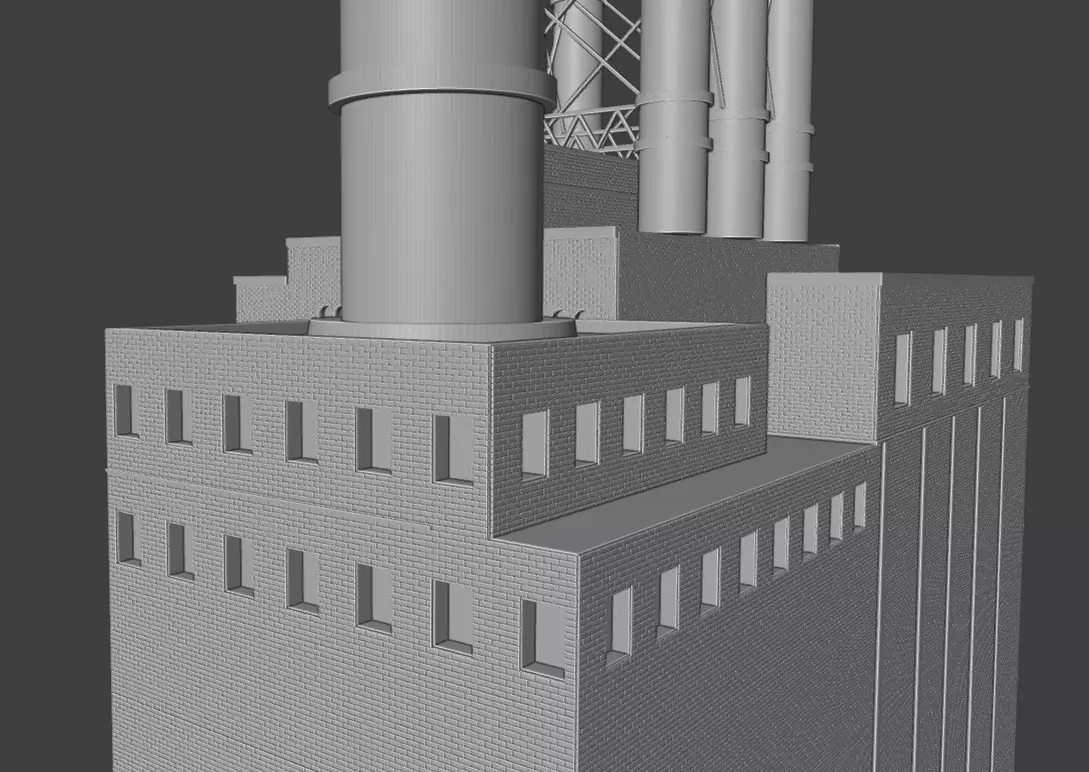 Historic Brick Power Plant Industrial Steam Factory Game Ready 3D print model_20