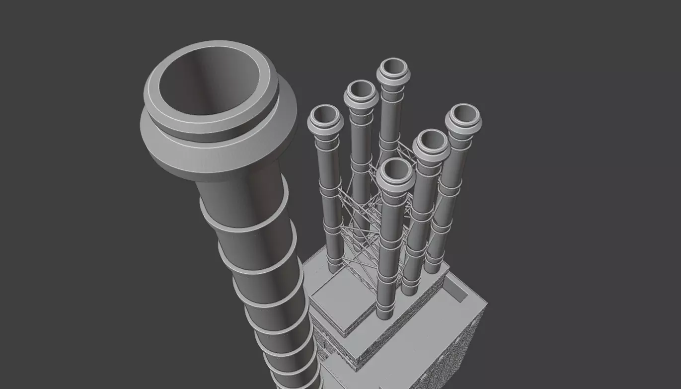 Historic Brick Power Plant Industrial Steam Factory Game Ready 3D print model_24