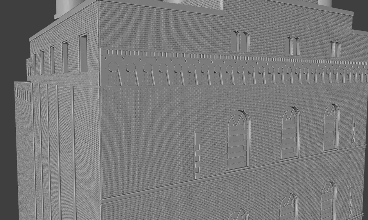 Historic Brick Power Plant Industrial Steam Factory Game Ready 3D print model_11