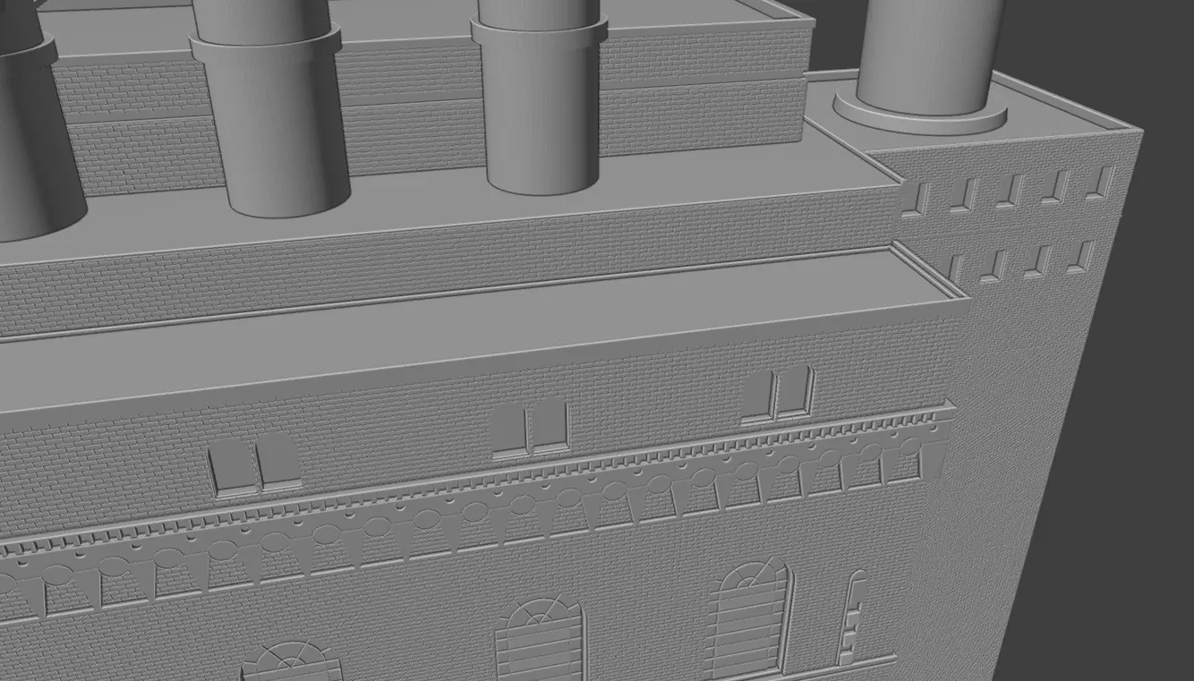 Historic Brick Power Plant Industrial Steam Factory Game Ready 3D print model_15