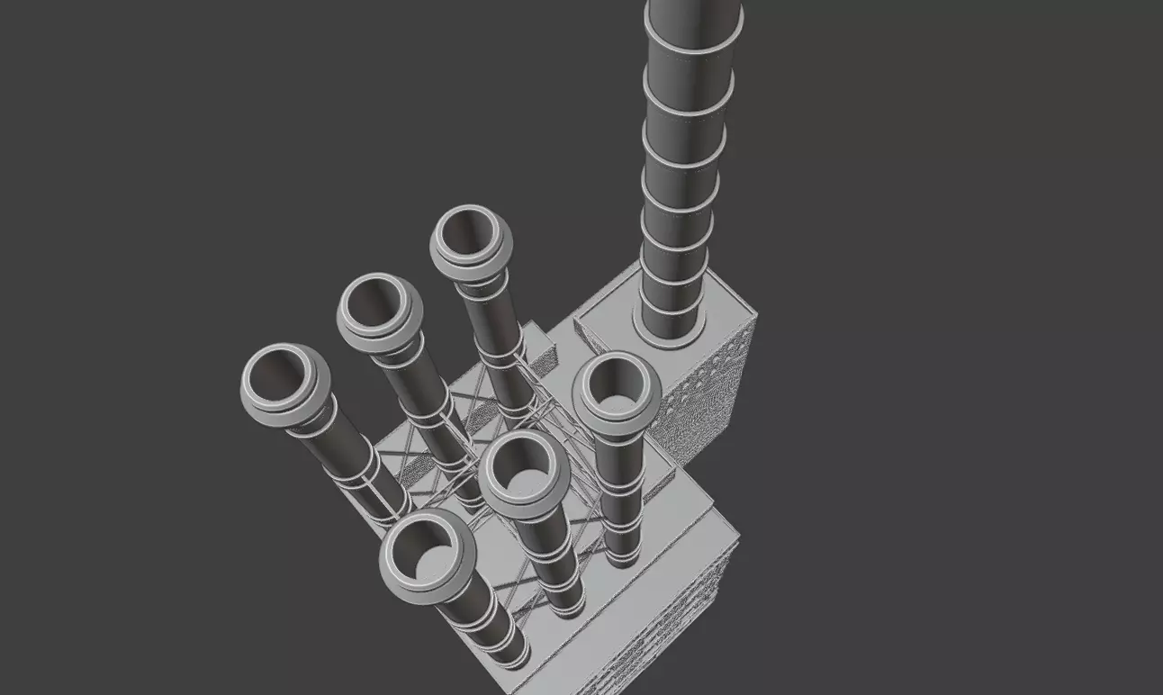 Historic Brick Power Plant Industrial Steam Factory Game Ready 3D print model_23