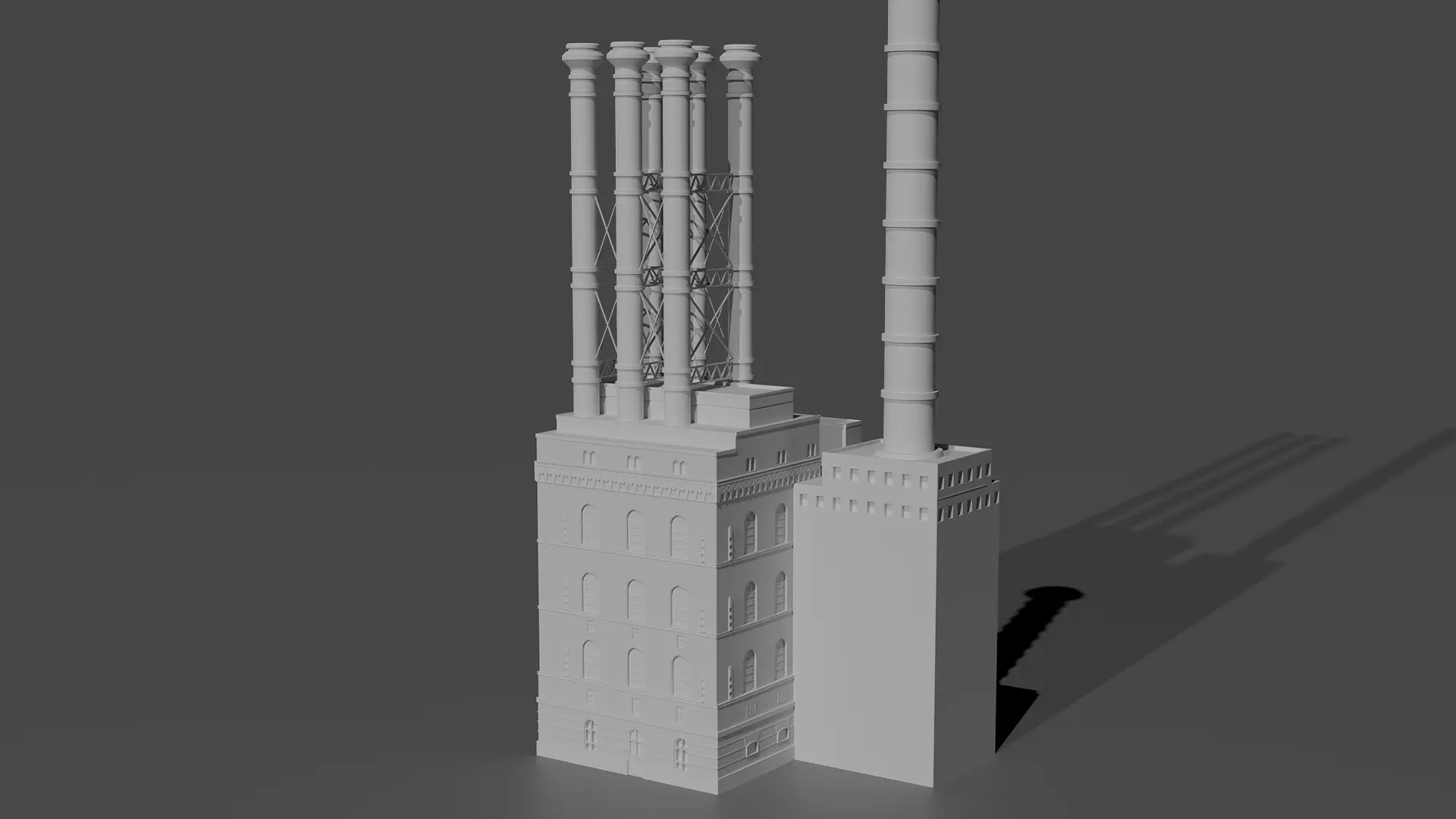 Historic Brick Power Plant Industrial Steam Factory Game Ready 3D print model_0