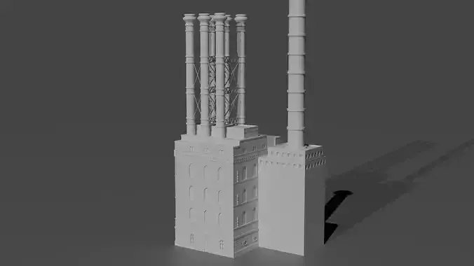 Historic Brick Power Plant Industrial Steam Factory Game Ready