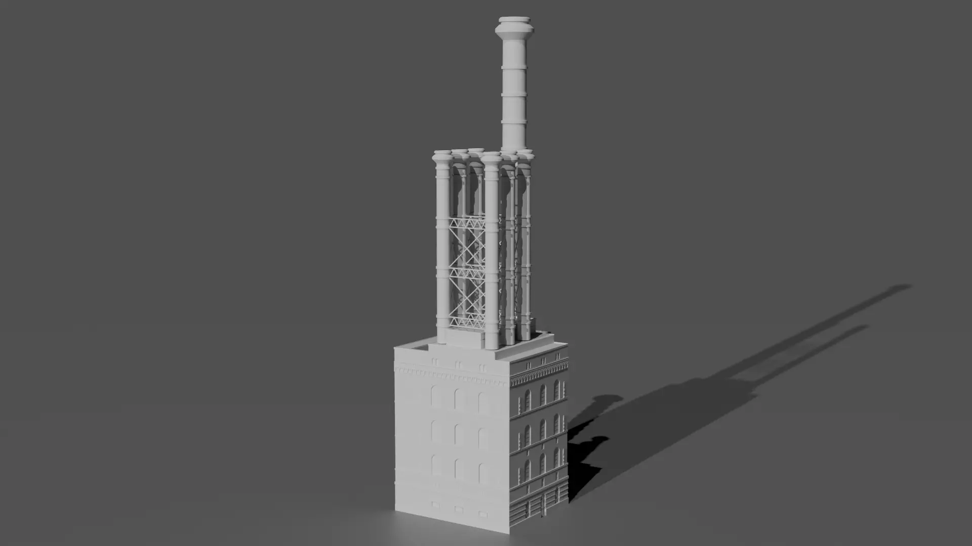 Historic Brick Power Plant Industrial Steam Factory Game Ready 3D print model_4