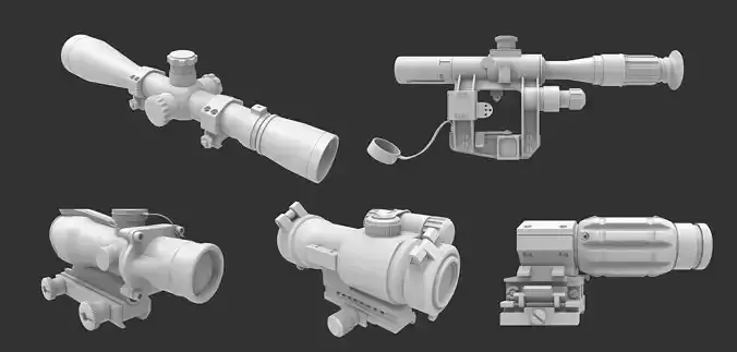 Scope Collection - High poly rifle 3D model