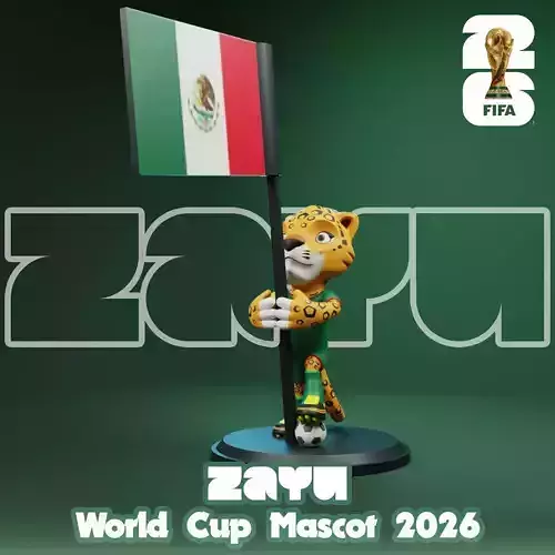 Zayu with Flag - 3D Mascot 2026 World Cup