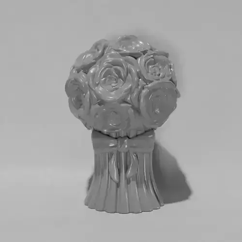 Rose Bouquet with Bow Strip 3D model 