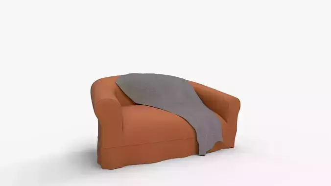 Loveseat Sofa with Throw Blanket