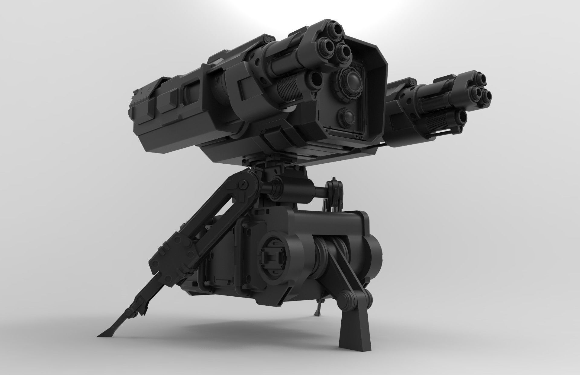 Portable Turret - Game mesh Low-poly 3D model_1