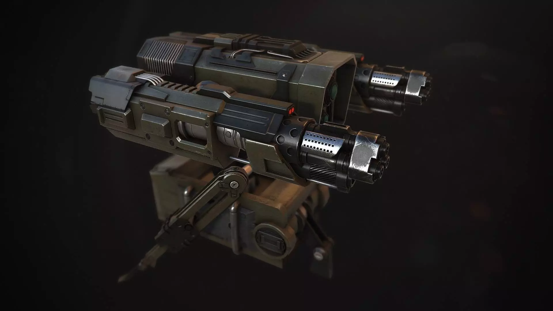 Portable Turret - Game mesh Low-poly 3D model_0