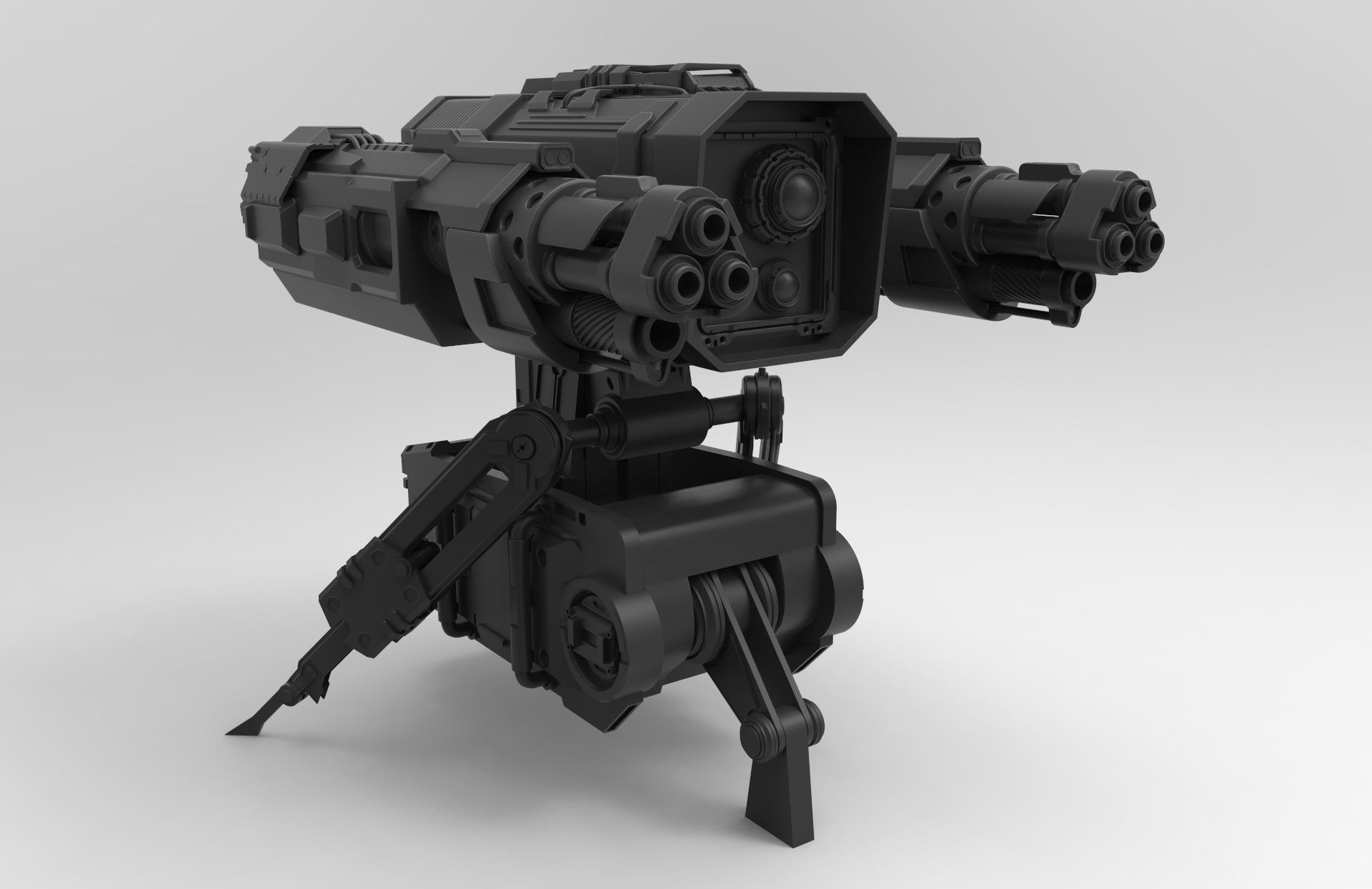 Portable Turret - Game mesh Low-poly 3D model_3