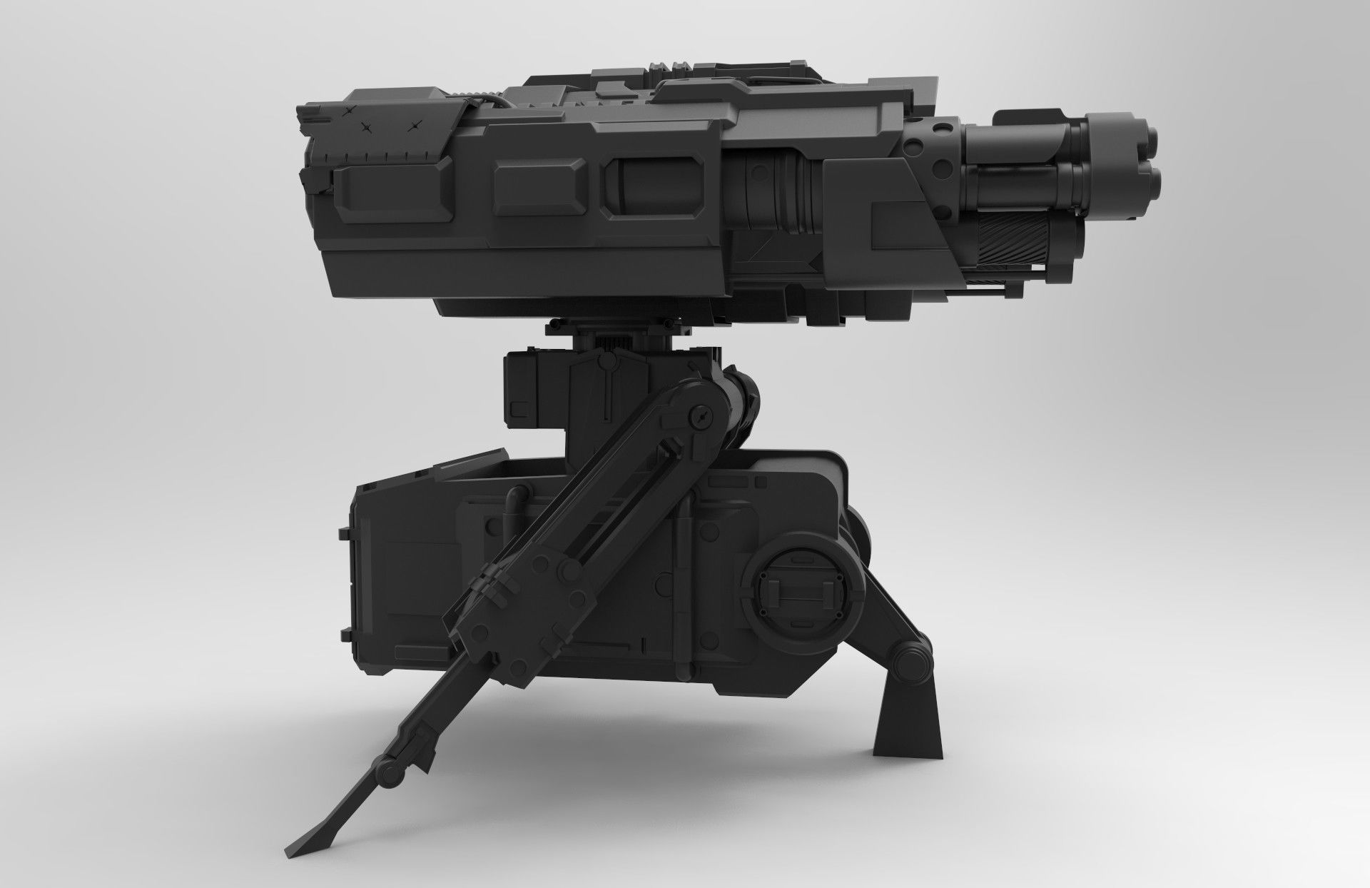 Portable Turret - Game mesh Low-poly 3D model_2