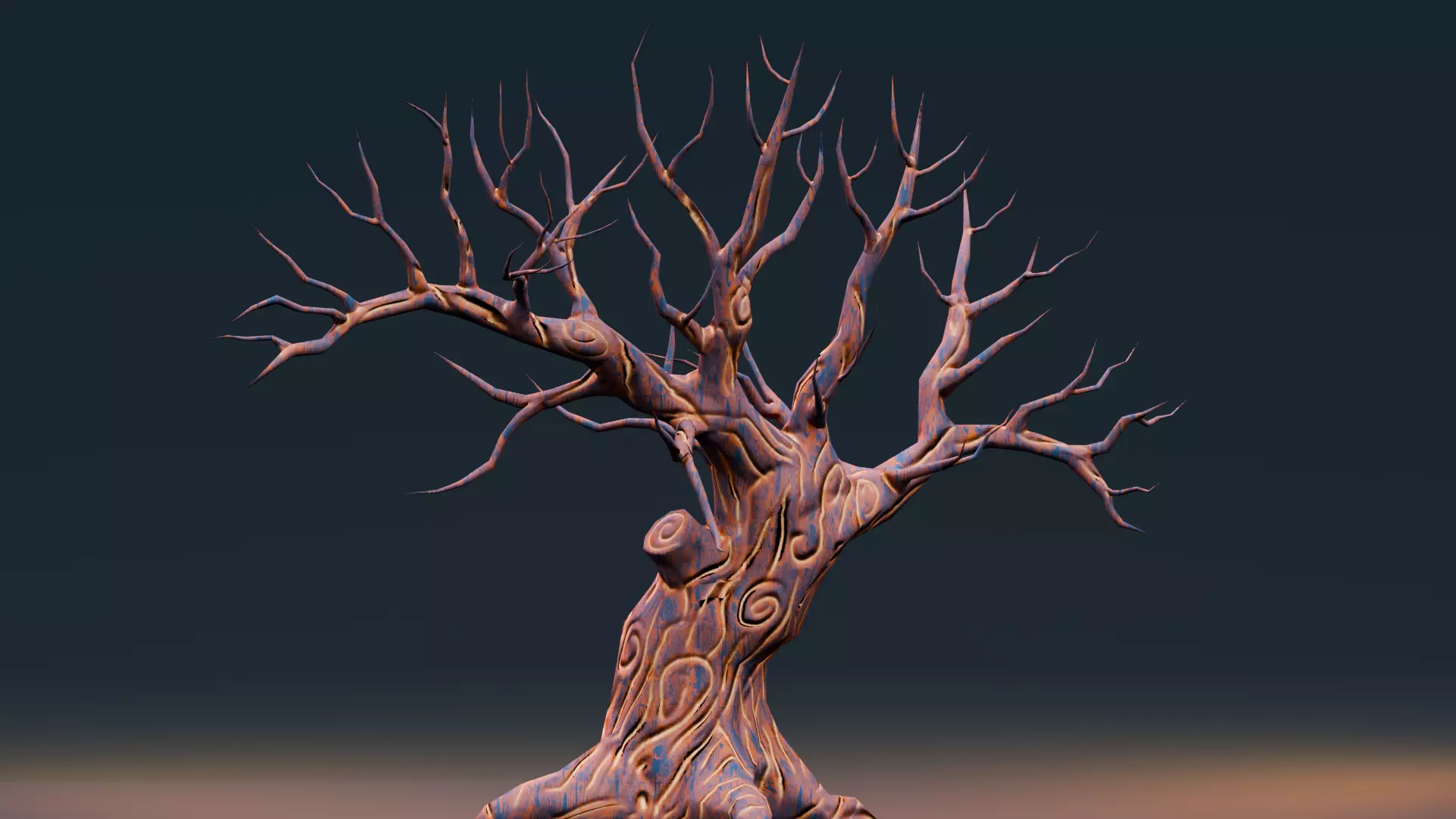 Stylized Halloween Props - Withered Tree 2 Low-poly 3D model_0
