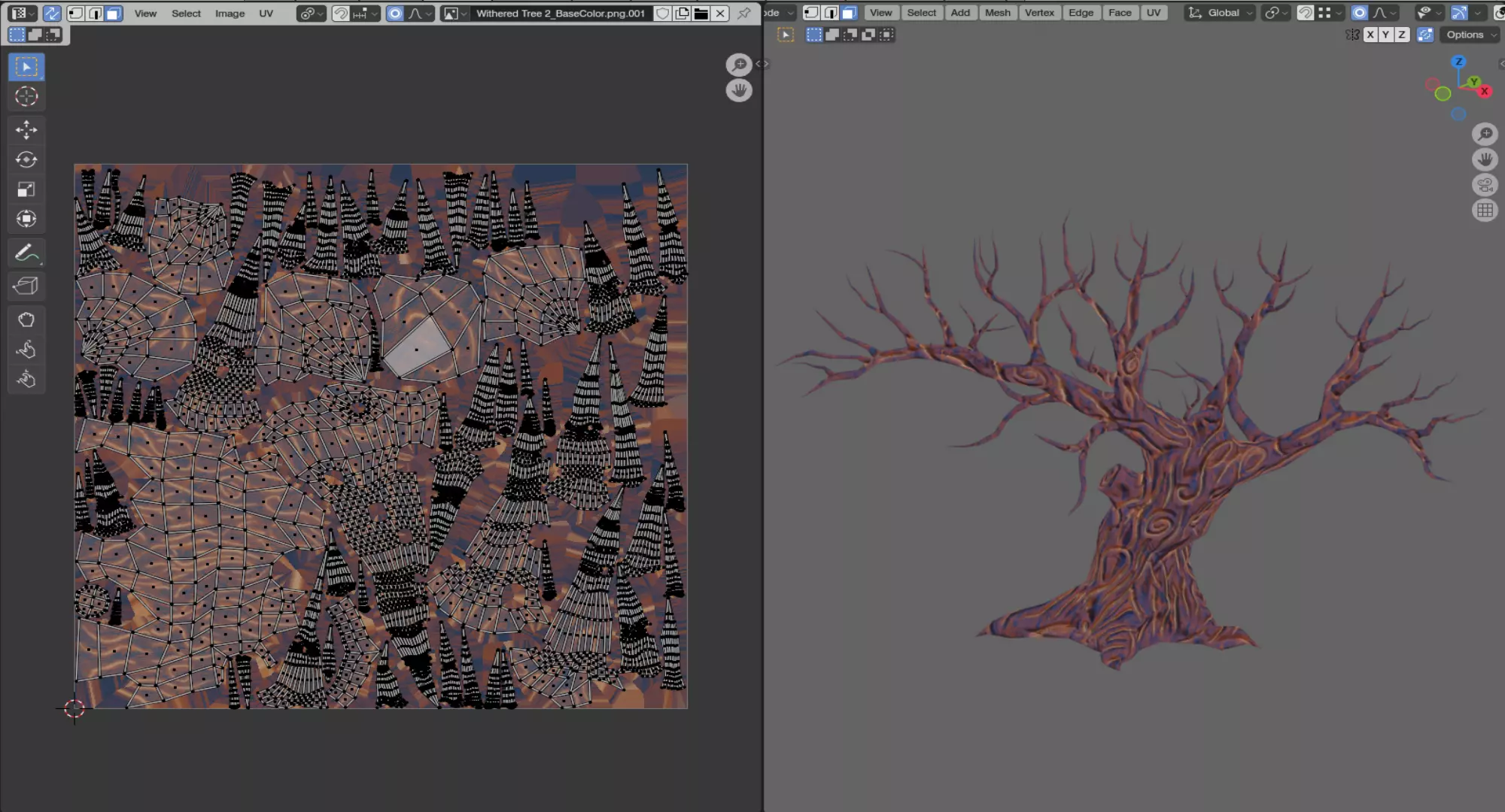 Stylized Halloween Props - Withered Tree 2 Low-poly 3D model_8
