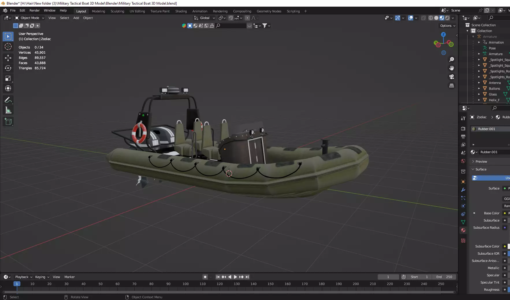 Military Tactical Boat 3D Model 3D model_9