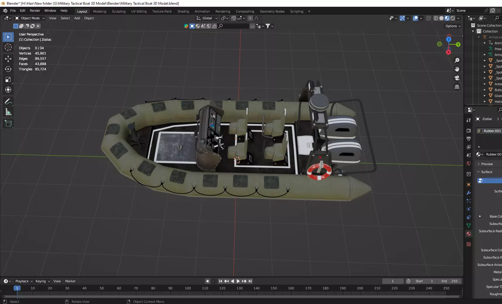 Military Tactical Boat 3D Model 3D model_13