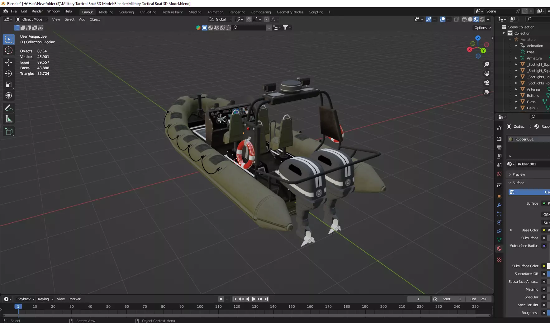 Military Tactical Boat 3D Model 3D model_12